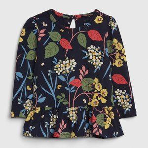 Baby Gap Print Peplum Top in Navy Floral 3-6 months
